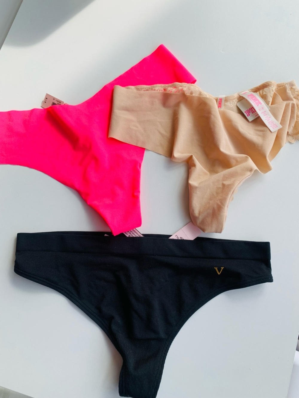 Victoria's Secret thong panties - Black, Hot Pink, Nude, S, NWT